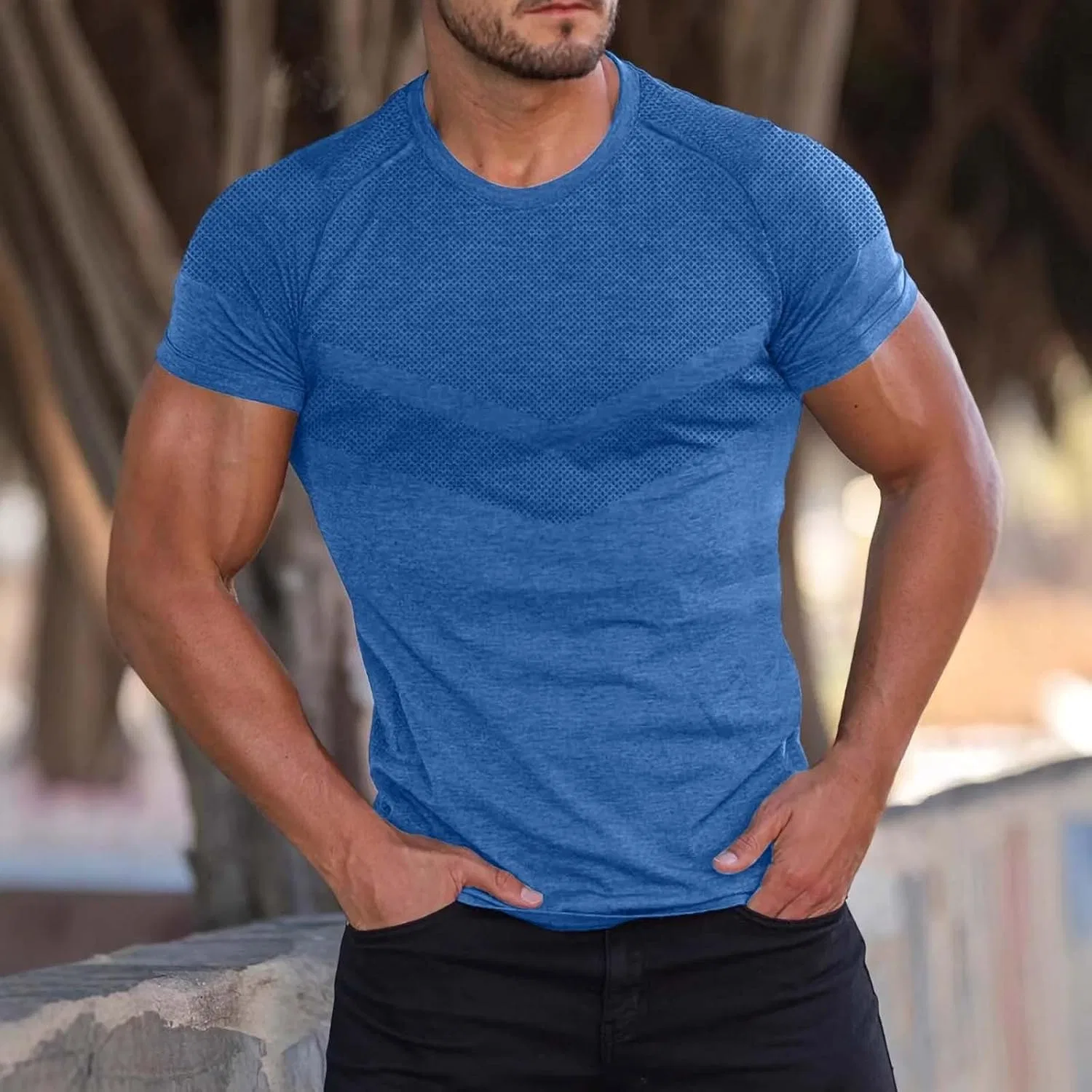 Мужская футболка с круглым вырезом быстросохнущая Athletic, Blue — фото 2