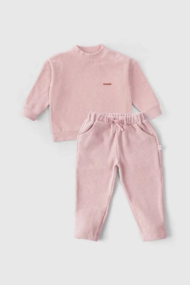 Детский вельветовый комплект толстовка и брюки Little Gusto, Pink