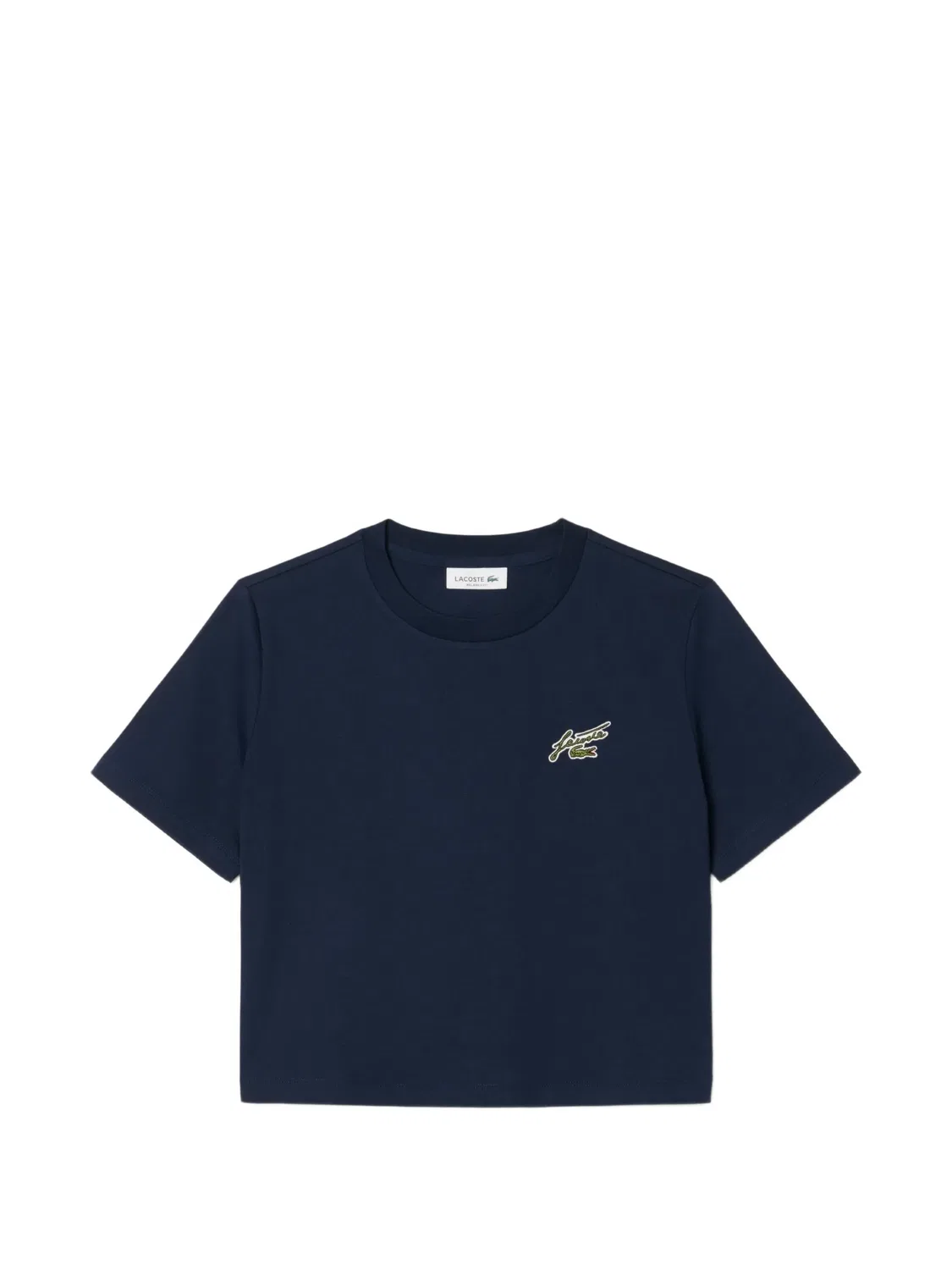 Укороченная футболка синего цвета Lacoste, синий
