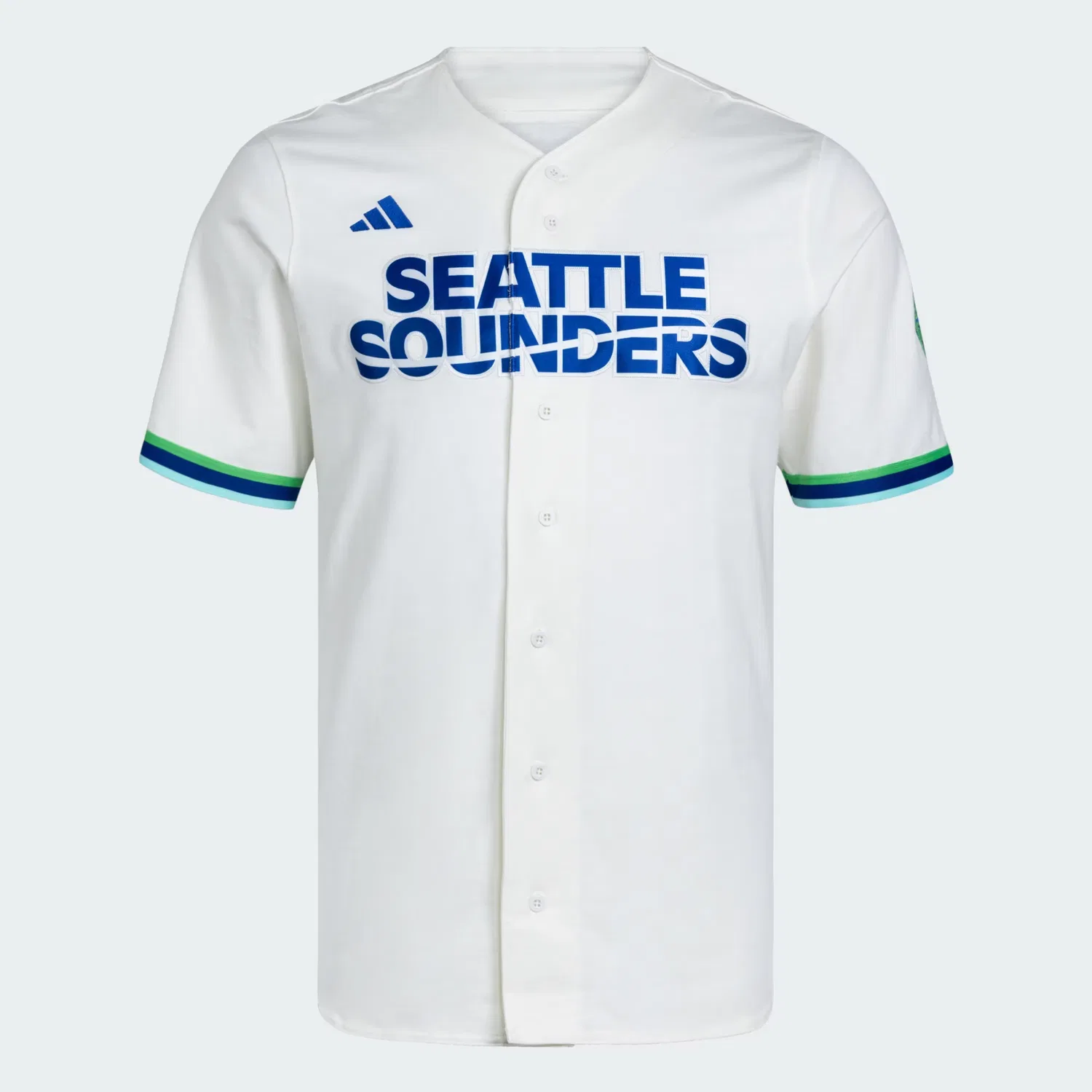 Мужская футбольная рубашка с застежкой на пуговицы Seattle Sounders Adidas Performance, кремово-белый