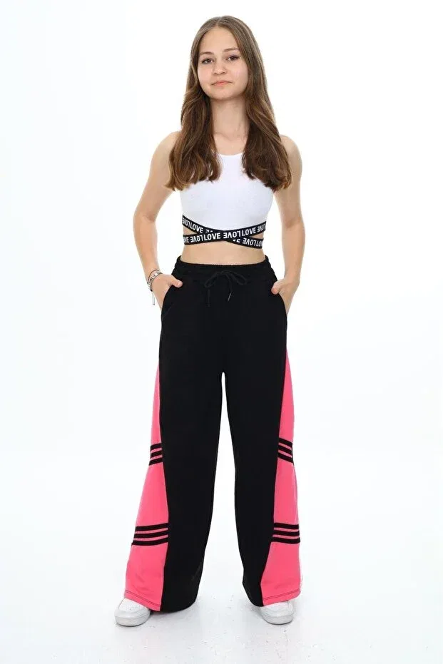 Детские спортивные штаны для девочек хлопковые широкие Oversize Asortix, Black — фото 2