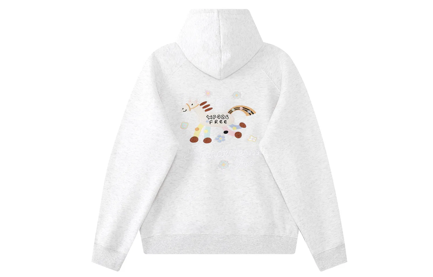 Детский худи с капюшоном и принтом F426, White Heather Gray