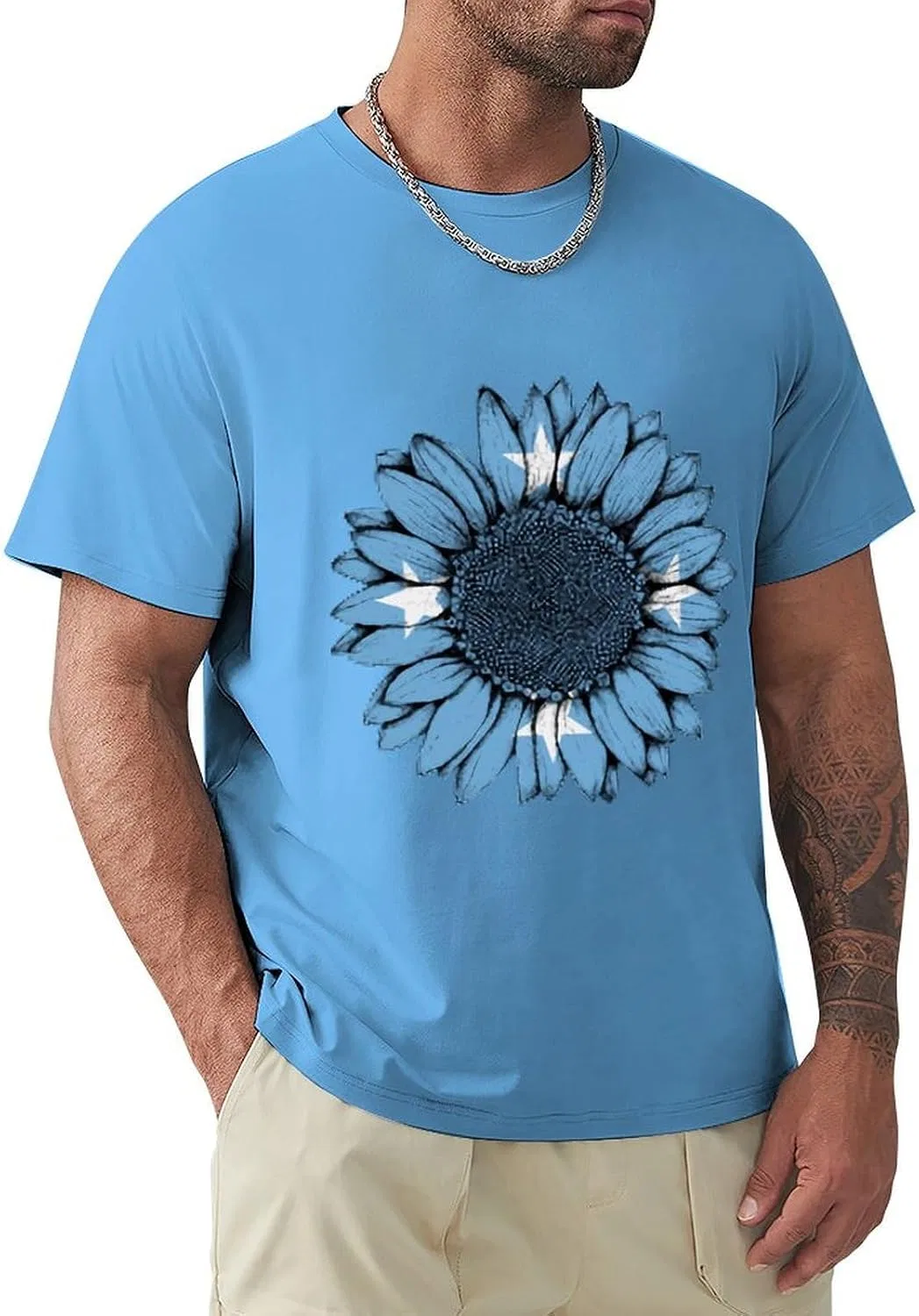 Мужская классическая футболка с принтом флага Micronesia Generic, Medium Blue-style