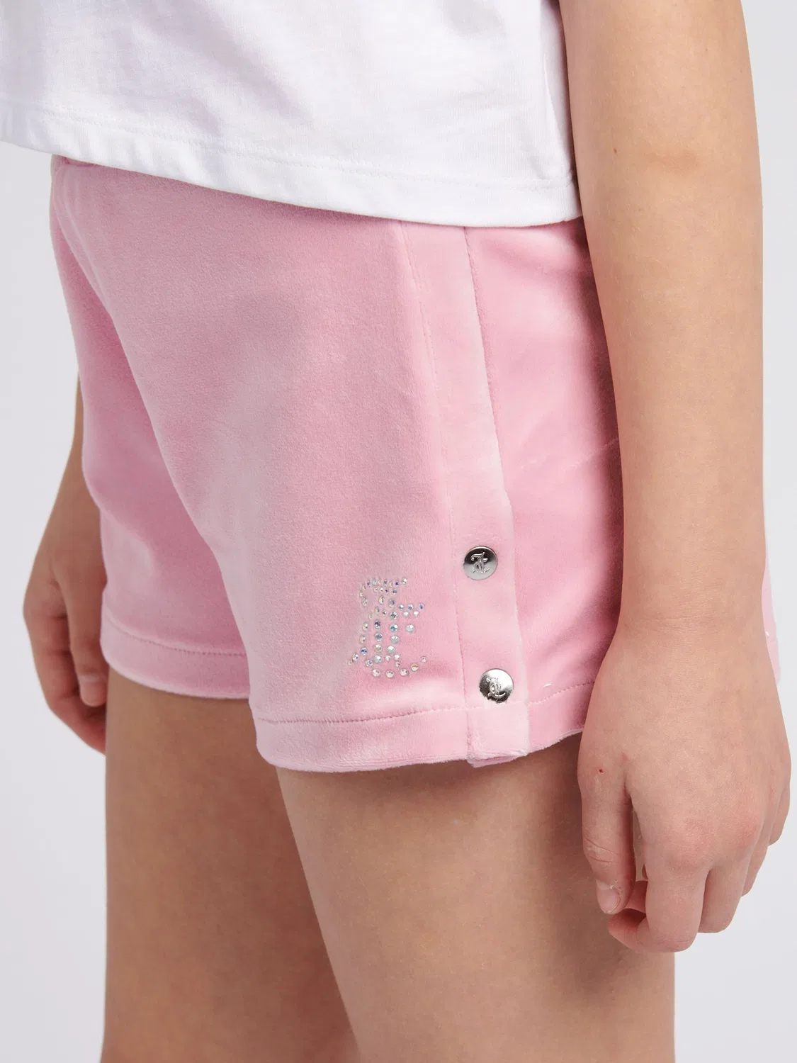 Комплект: футболка оверсайз и шорты велюровые Juicy Couture, розовый — фото 4