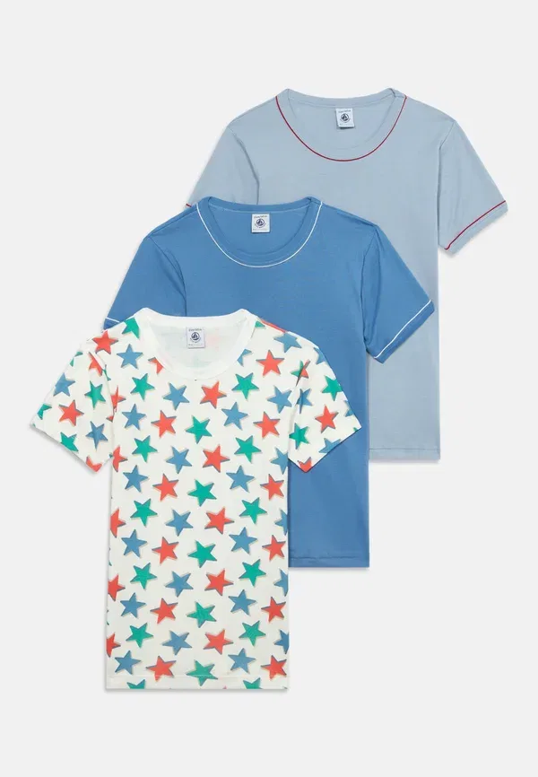 Футболка хлопковая Tee 3 pack Petit Bateau blue, white, red, белый/красный/синий