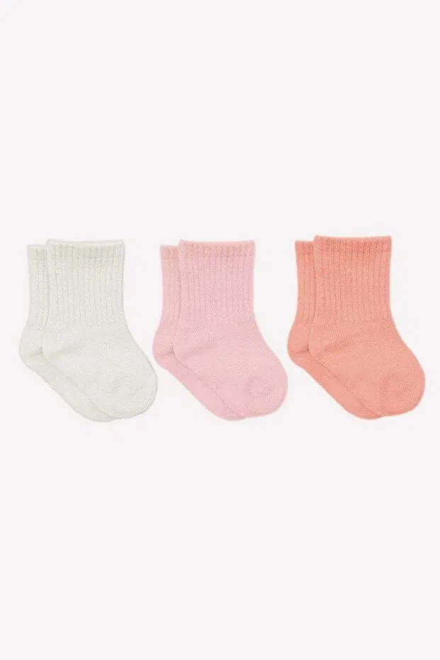 Детские носки для девочек хлопковые 3 пары Bistyle, Pink