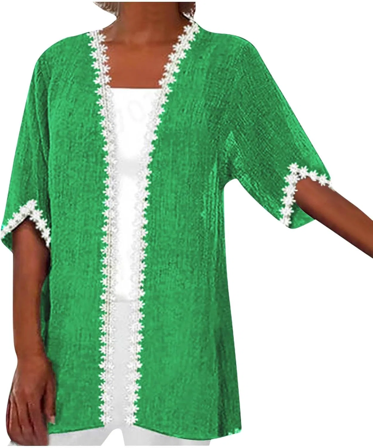 Женская пляжная накидка-кимоно с открытым передом, Mint Green