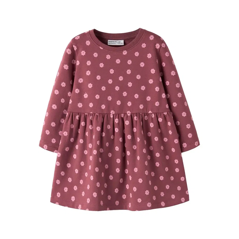 Детское платье из футера с длинным рукавом Davina Sweat Bru Name it, Pink