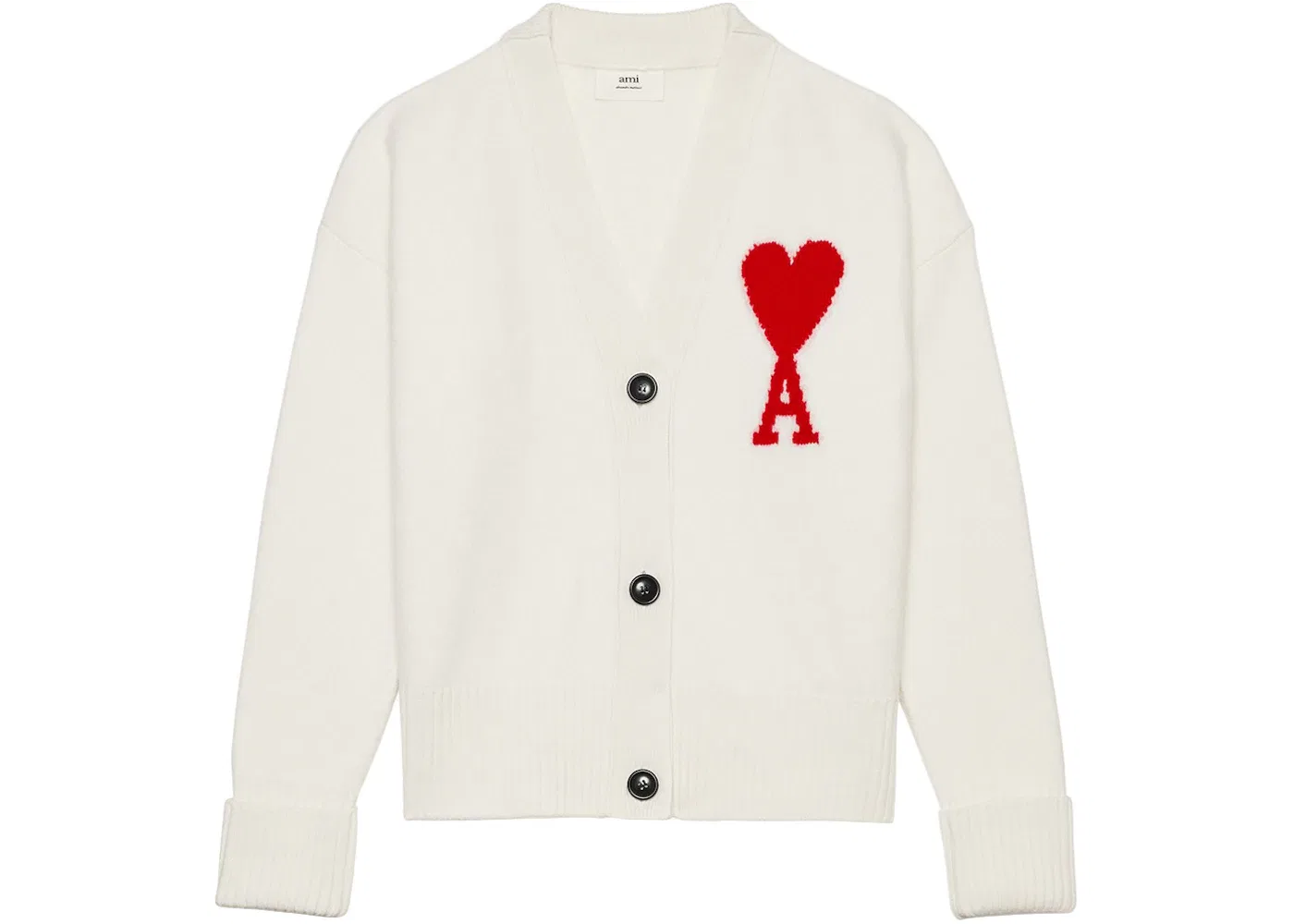 Мужской кардиган оверсайз из мериносовой шерсти Ami De Coeur Ami Paris, White/Red
