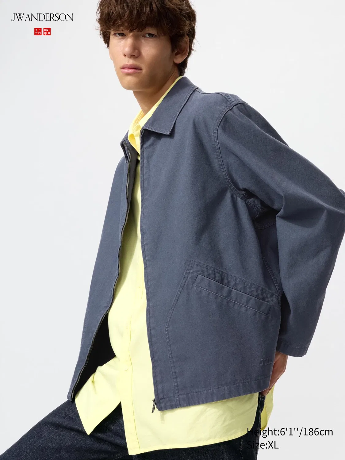 Блузон Uniqlo, на молнии, синий