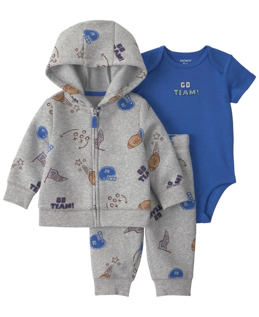 Комплект из 3 предметов с футбольным принтом, Go Team Football Carter's, Gray/Blue