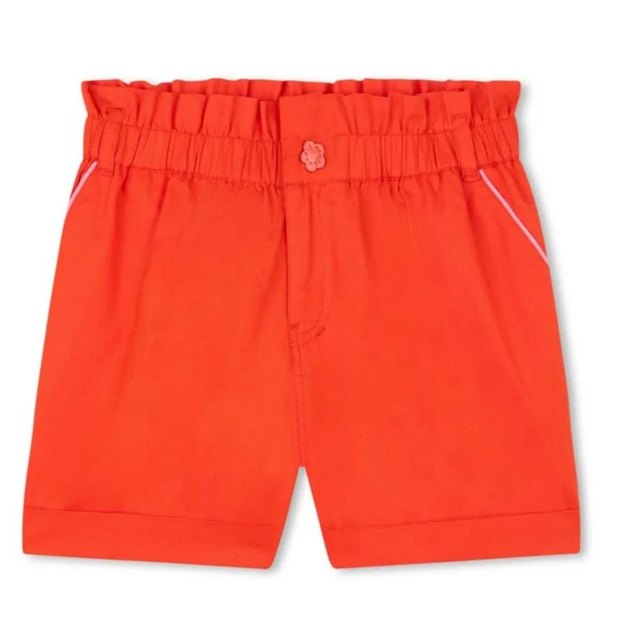 Шорты хлопковые с рюшами на талии Girls Ruffled-Waist Cotton Shorts Kenzo, Peach