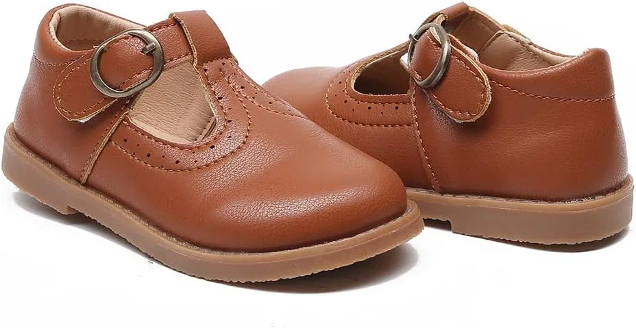 Детские туфли для девочек с Т-образным ремешком Classic Dress Flats Chiximaxu, Brown — фото 3