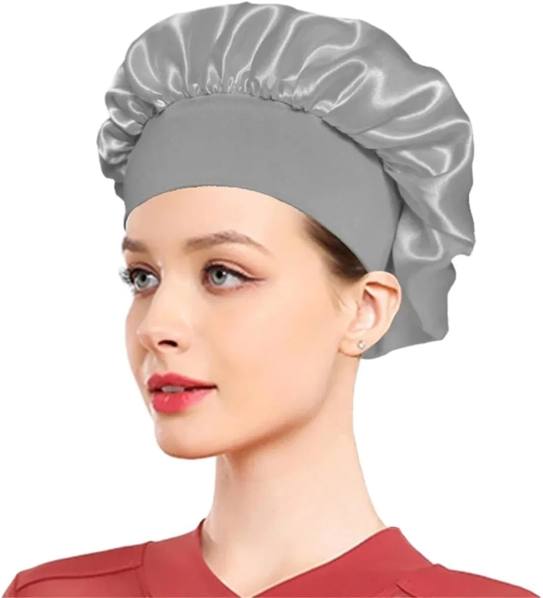 Шапочка для душа из сатина с широкими полями, LSNNMU, Silver Gray