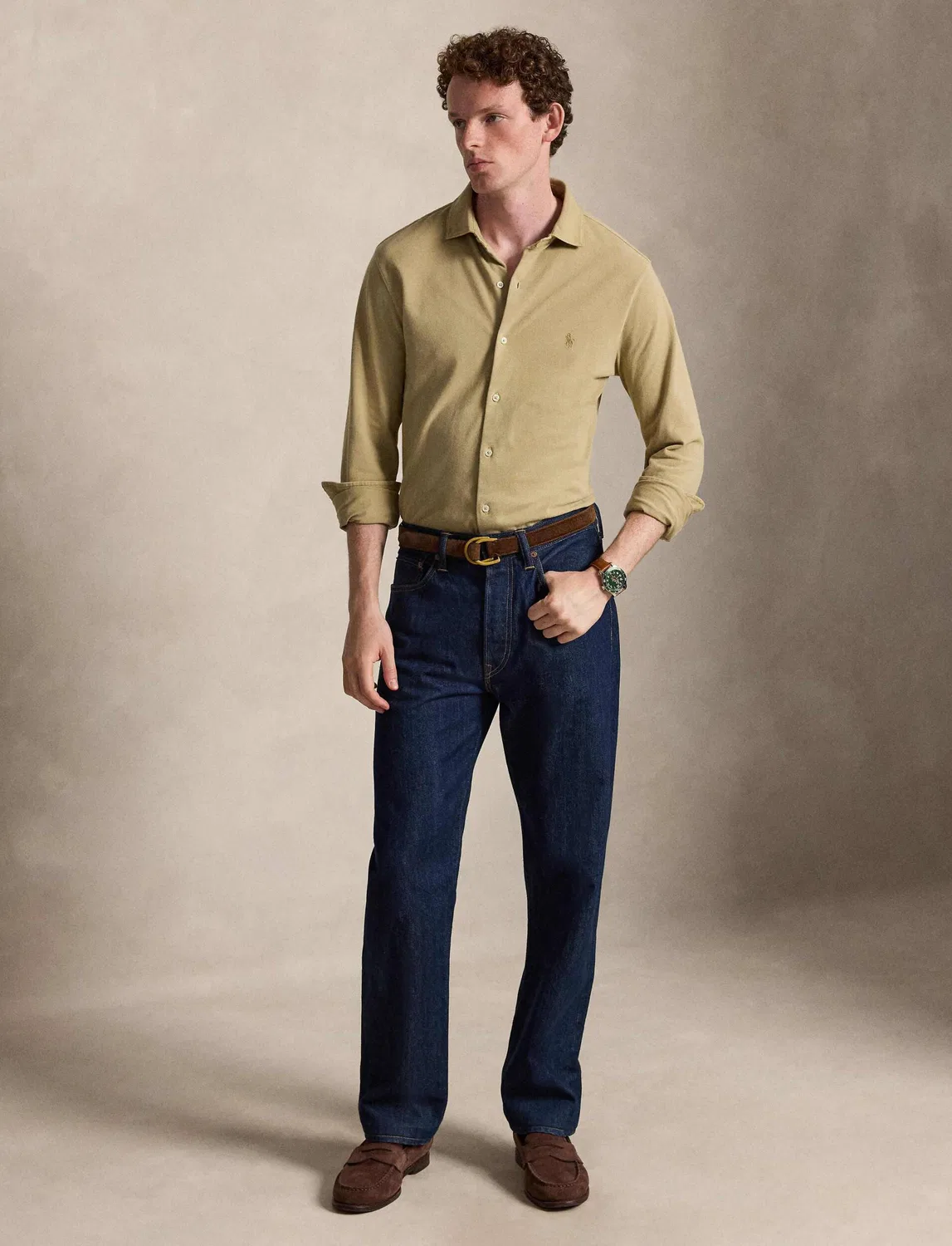 Рубашка с длинным рукавом Polo Ralph Lauren, бежевый — фото 2