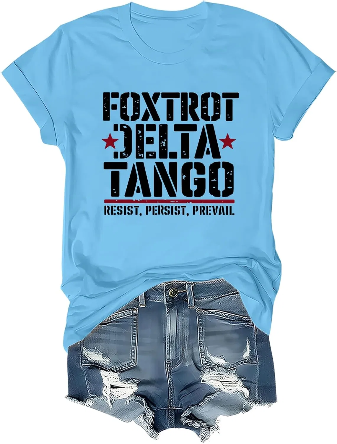 Мужская приталенная футболка с принтом Foxtrot Delta Tango, Carolina Blue
