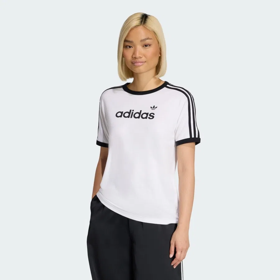 Футболка с принтом Linear Tee adidas, Бело-черный