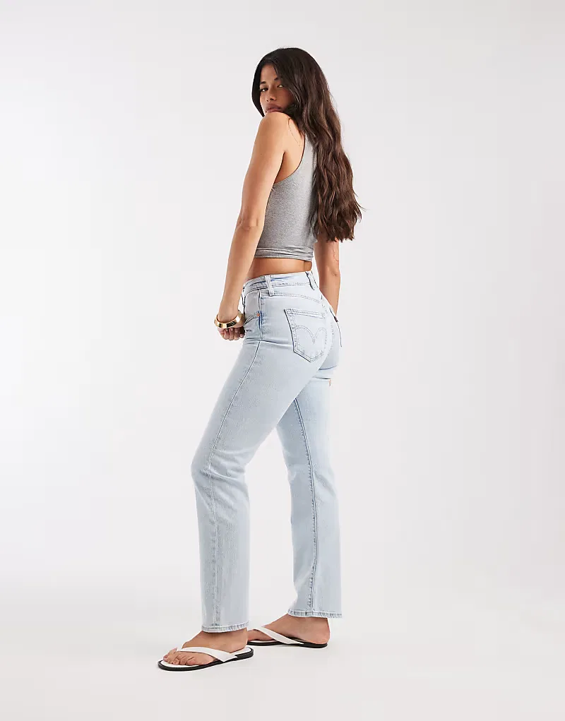 Джинсы Levi's 501 "песочные часы" с высокой посадкой и прямым кроем, светло-голубые — фото 2