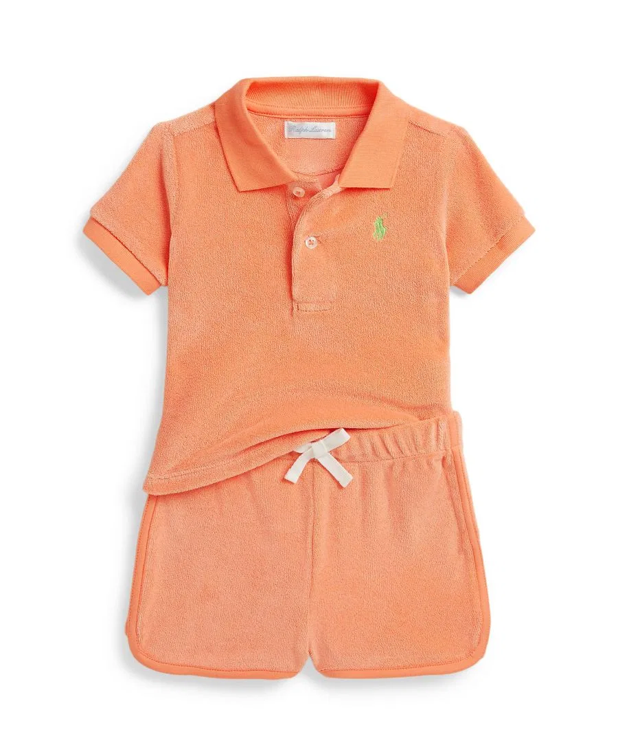 Комплект из поло и шорт для малышей Terry Polo Shirt and Shorts Polo Ralph Lauren, Poppy