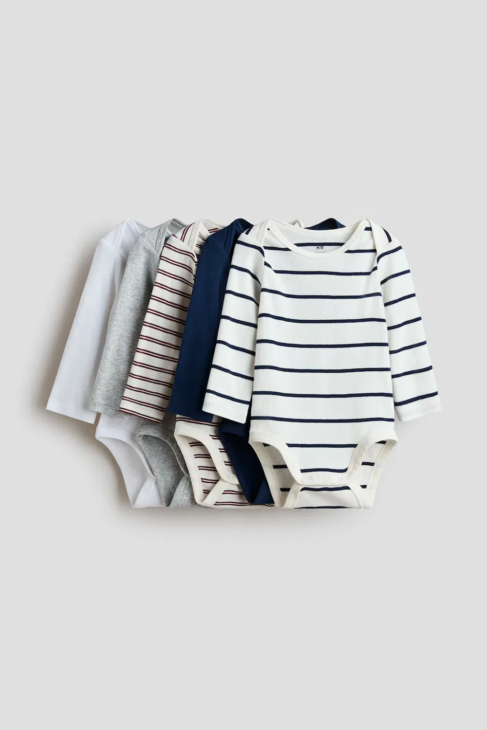 Набор из 5 хлопковых боди с перекрестной застежкой H&M, Marineblau/Braun Gestreift