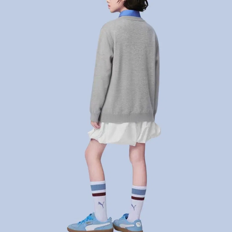 Детский свитер с круглым вырезом PUMA, Цвет Light Heather Gray — фото 4