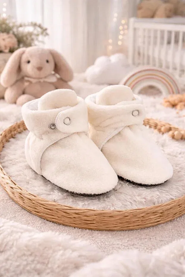 Детские пинетки для новорожденных хлопковые Organic cotton lined Pico Baby, Ecru — фото 2