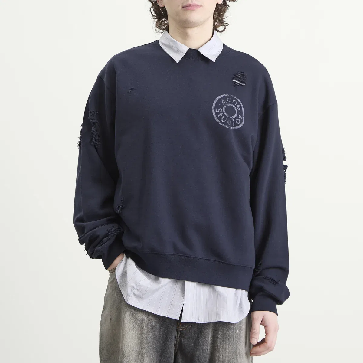 Свитшот с принтом Small Button Acne Studios, Dark Navy — фото 2