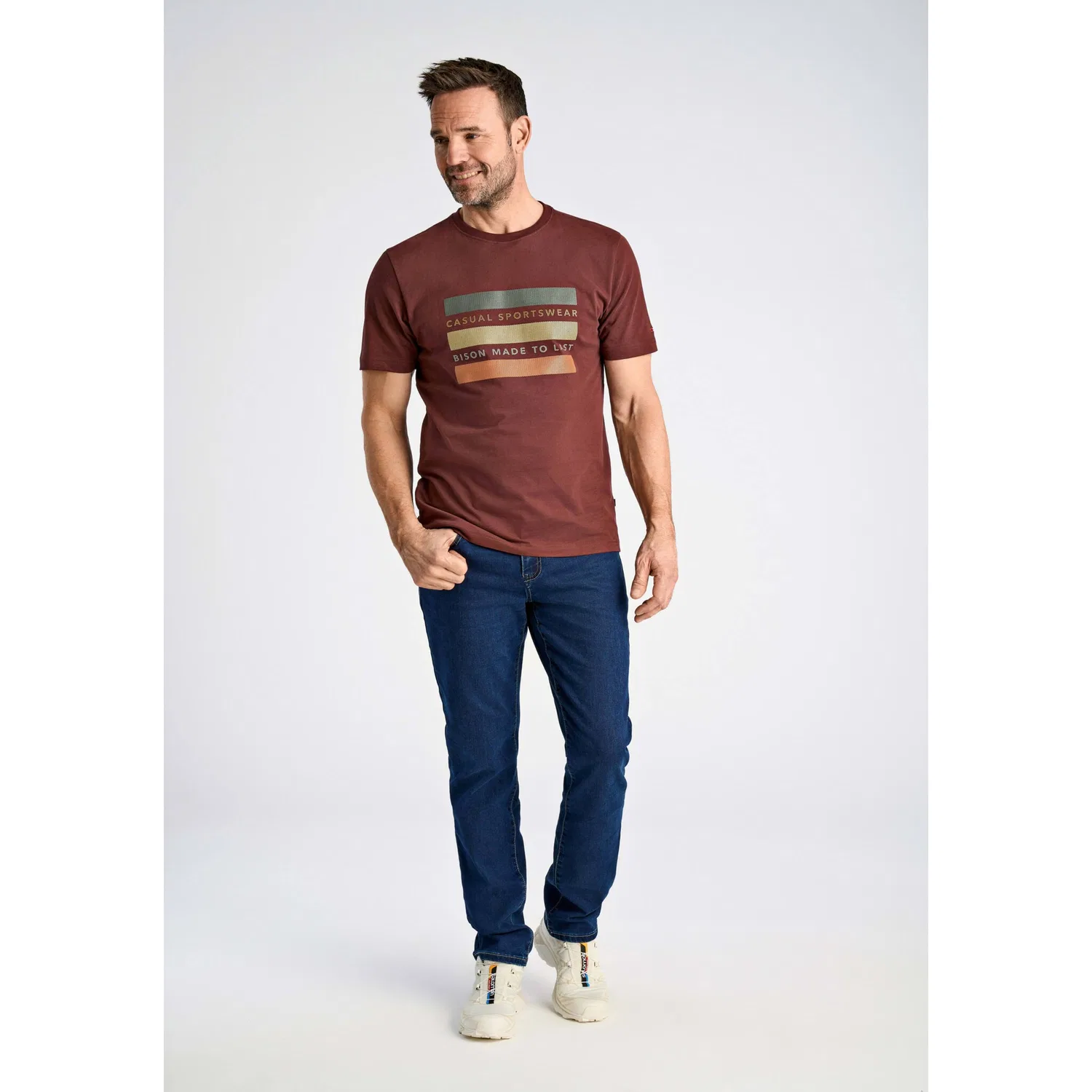 Детская хлопковая футболка Comfort Fit BISON, Burgundy — фото 4