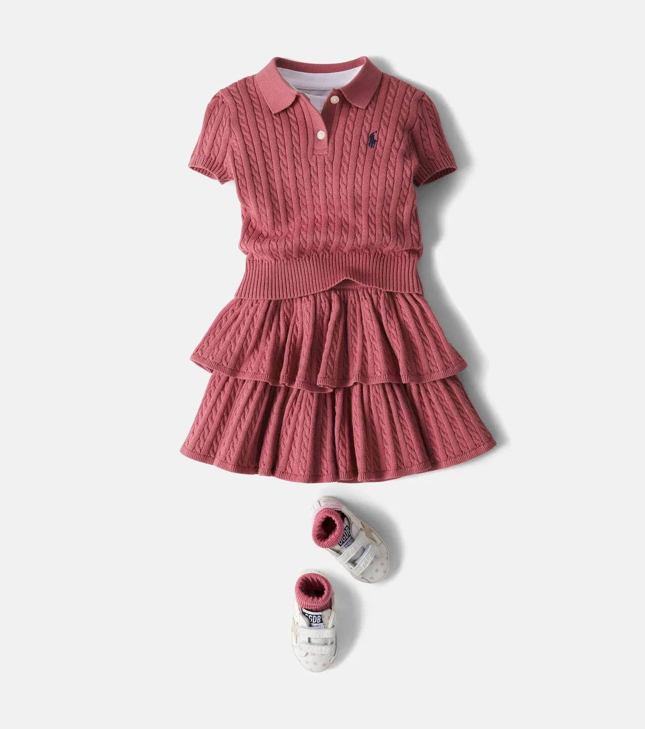 Рубашка-поло крупной вязки Polo Ralph Lauren Kids, розовый — фото 2