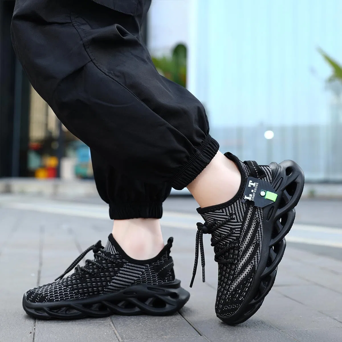 Детские кроссовки для бега с дышащим верхом GLYGML, All Black — фото 2