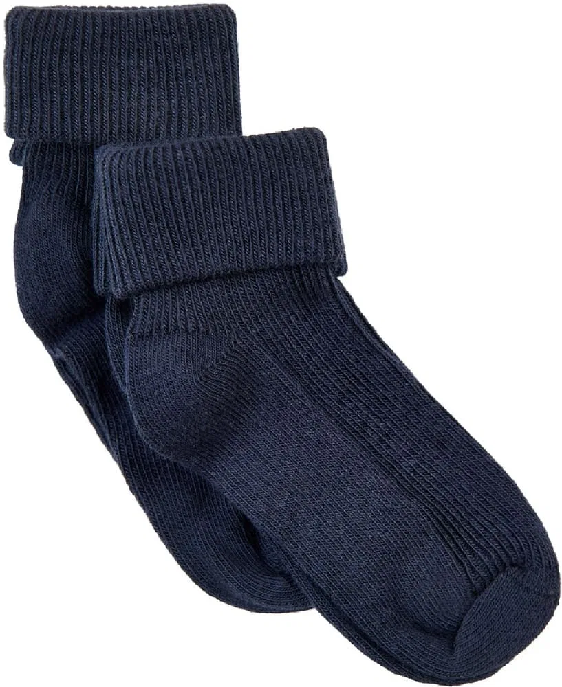 Носки детские с отворотом комплект 2 пары Baby rib sock w. fold Minymo, синий