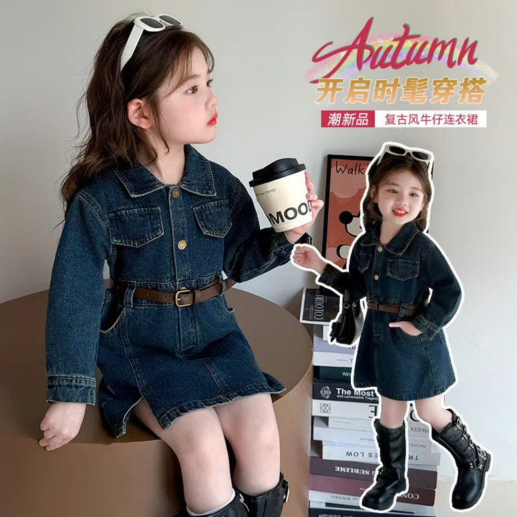 Детское платье для девочек с длинным рукавом Lanza, Denim Long-Sleeved Dress — фото 4