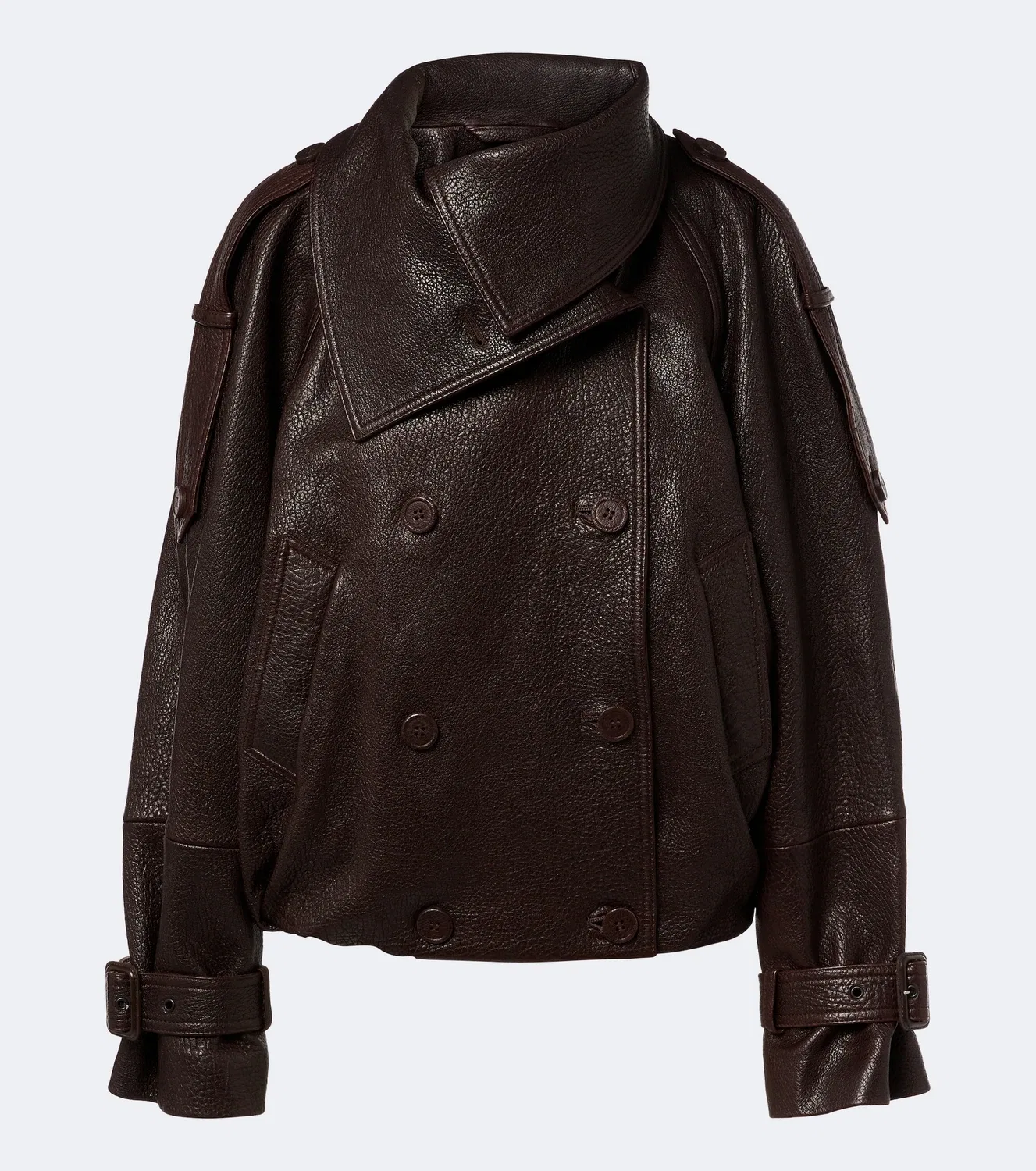 Укороченная кожаная куртка Acne Studios, коричневый