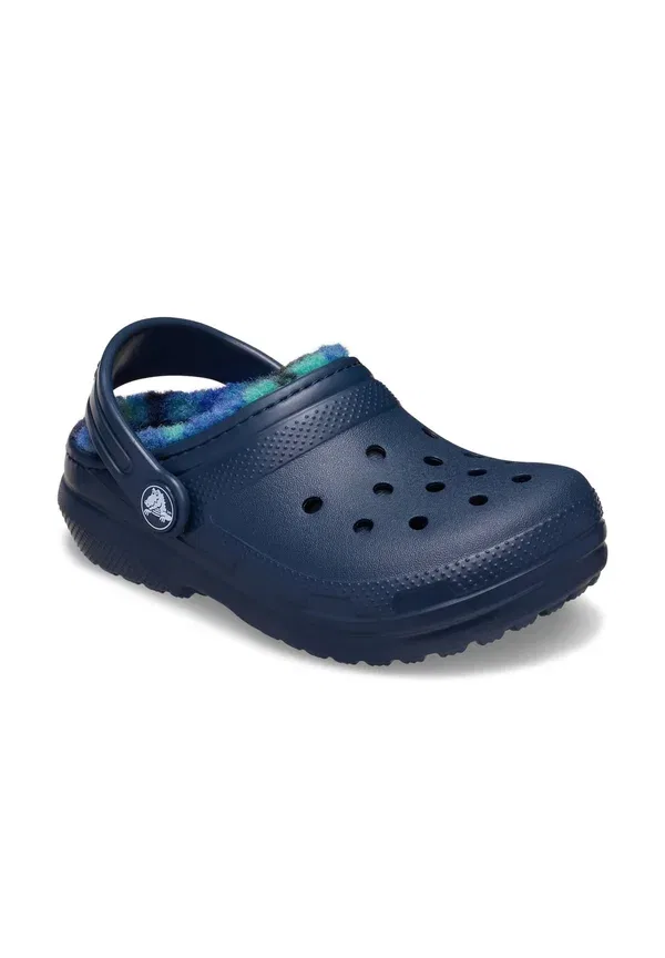 Классические детские сабо в клетку с подкладкой Crocs, темно-синий — фото 2