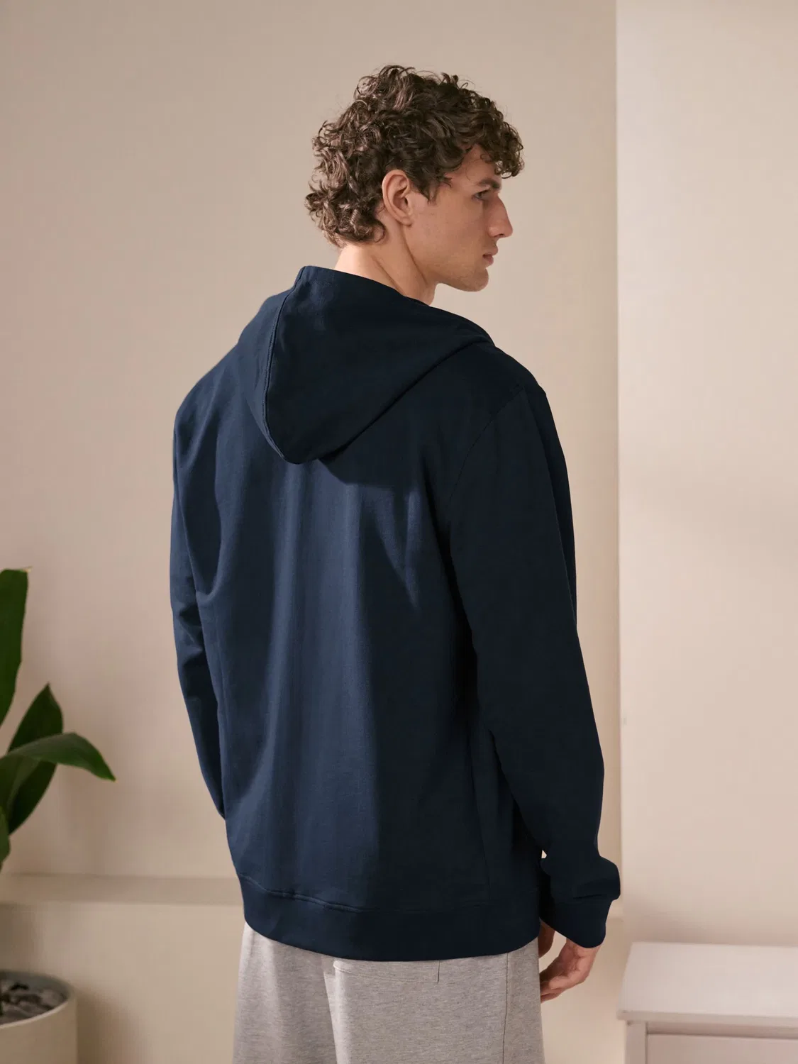 Худи на молнии, легкое, Navy Blue Loopback Zip Up Next, темно-синий — фото 4