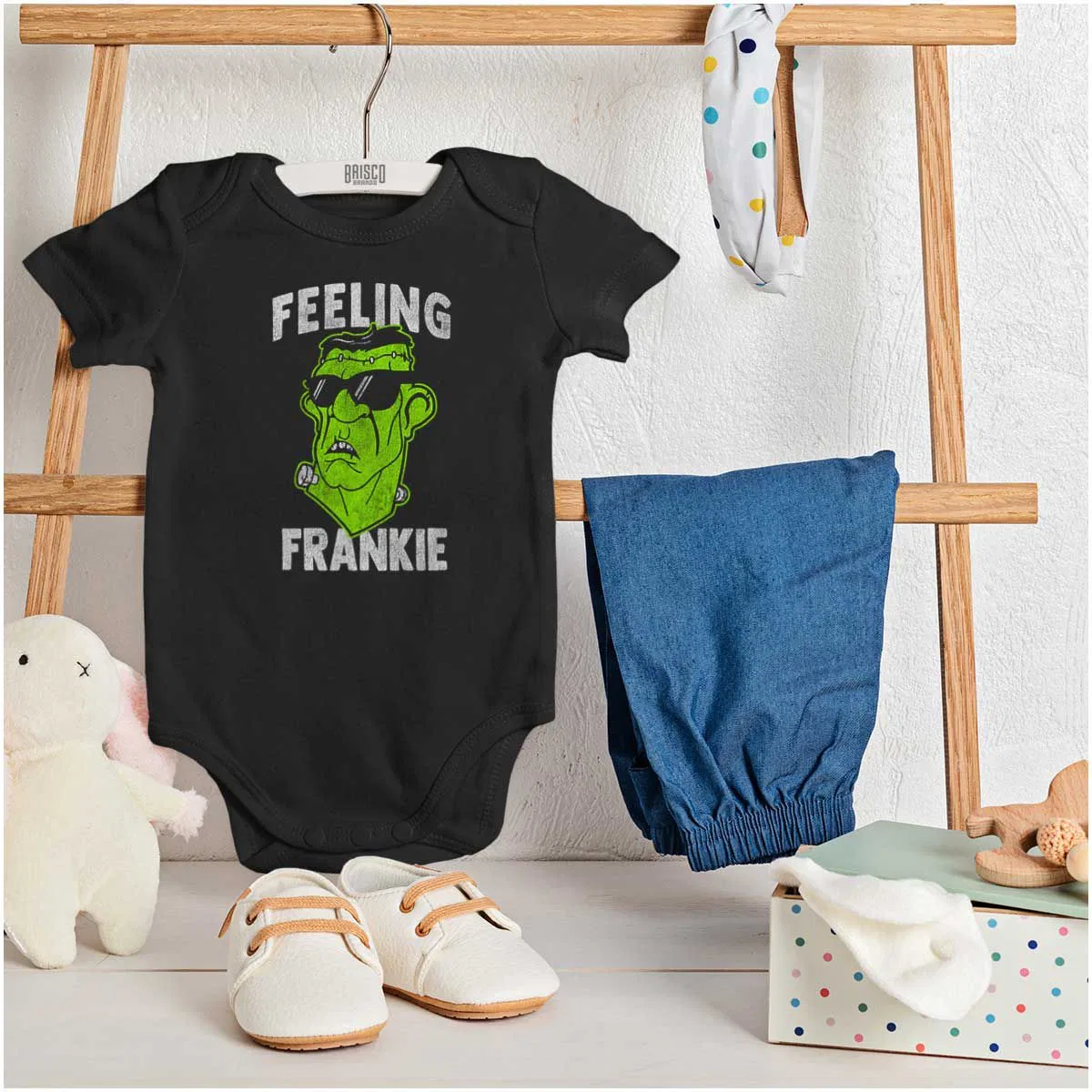 Детское боди-комбинезон с принтом Funny Halloween Feeling Frankie Brisco Brands, Black — фото 3