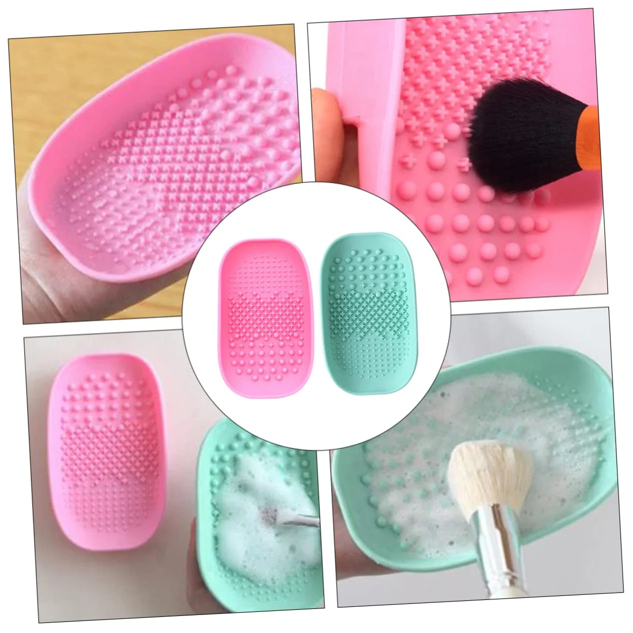 Подушечки для очистки кистей Silicone, 2 шт, розовые, OATIPHO — фото 3