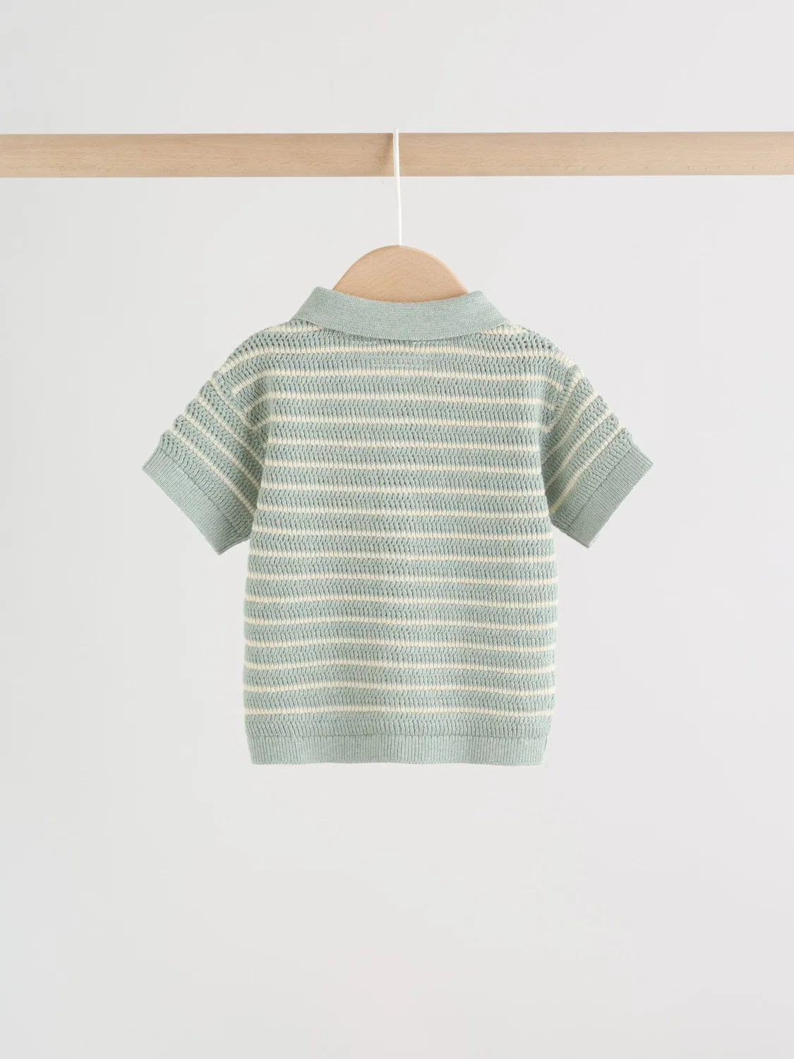 Комплект для мальчика, вязаный топ и шорты Next, Sage Green Stripe — фото 4