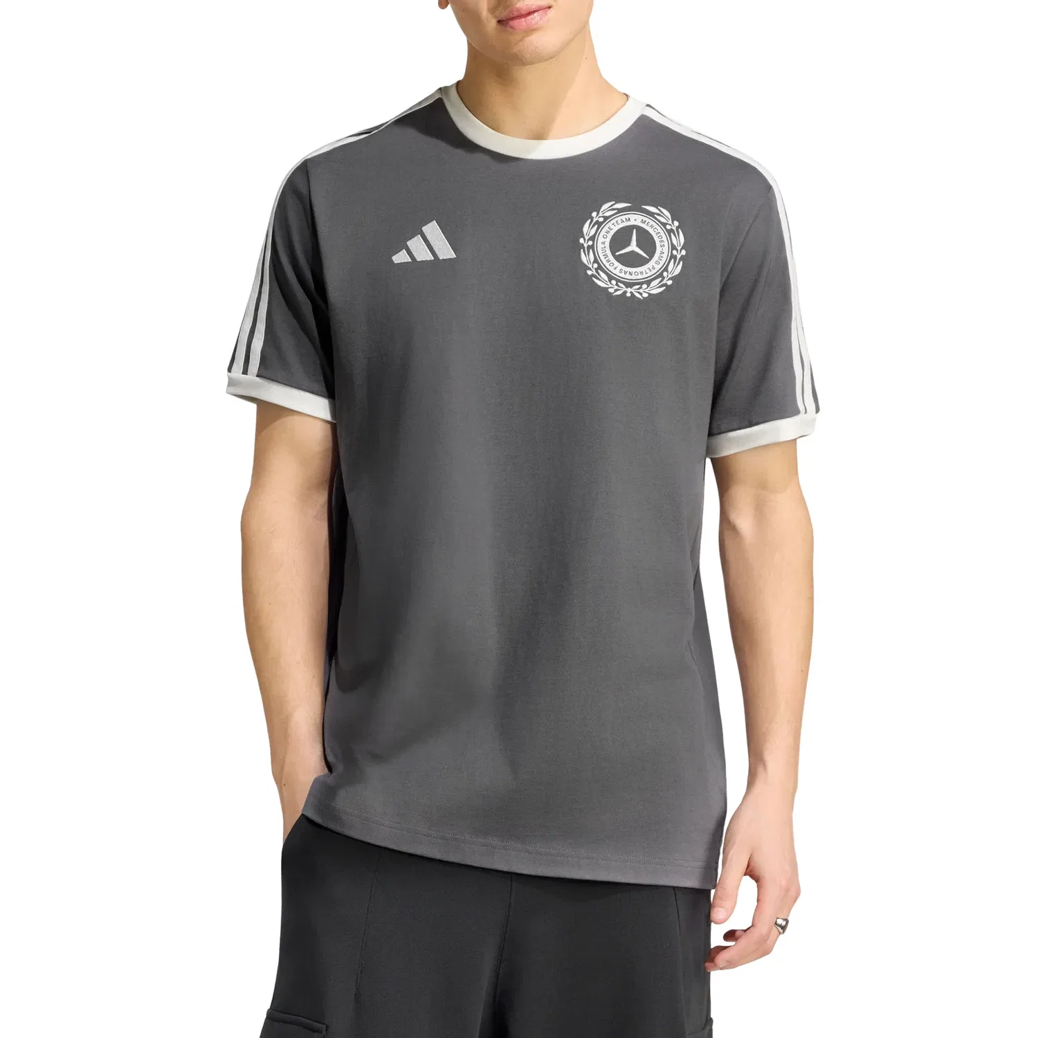 Мужская футболка с принтом Adidas x Mercedes AMG Petronas Formula 1 Team Silver Arrows Icon T-Shirt, серый — фото 2