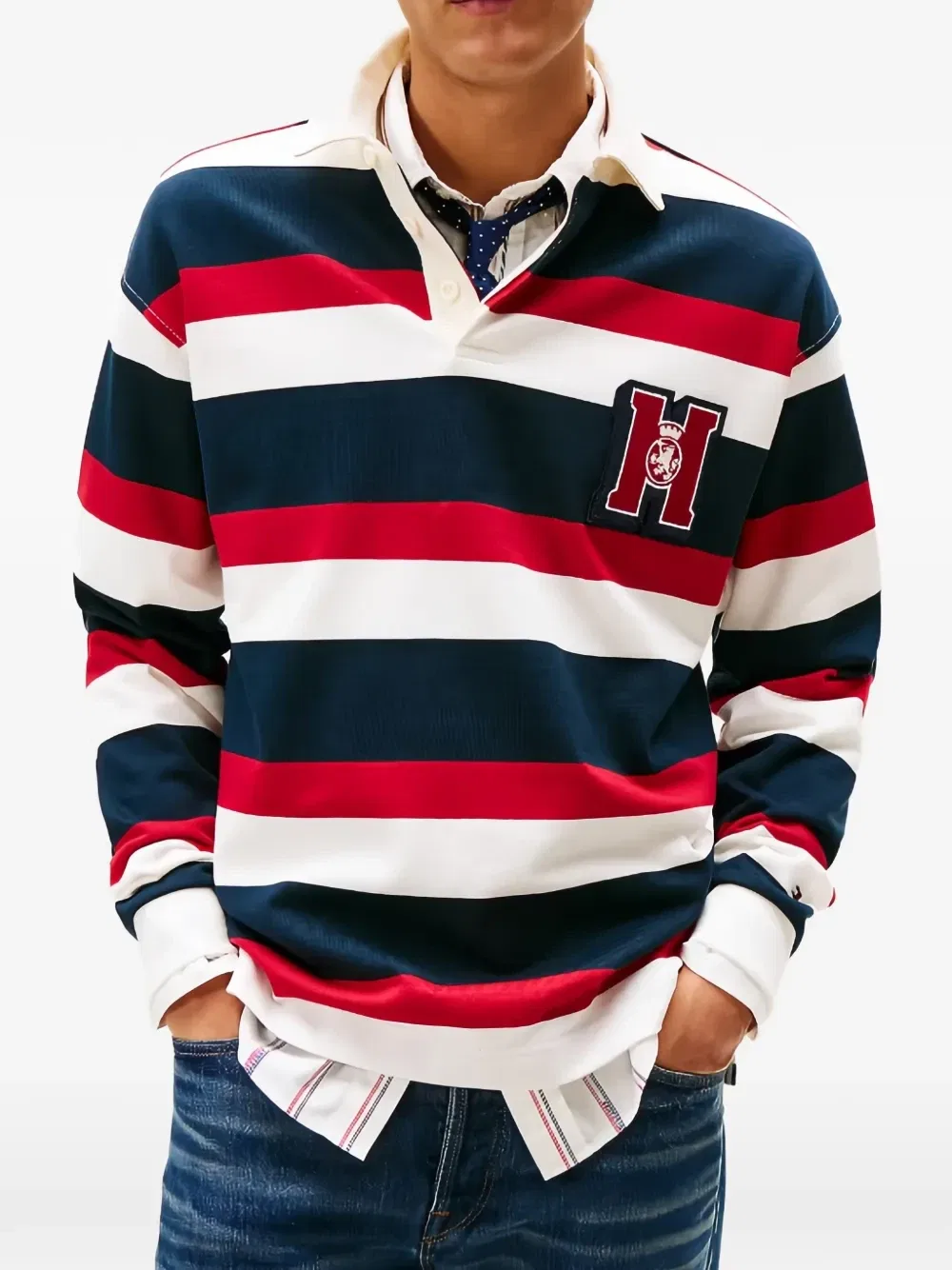Поло-рубашка в полоску Tommy Hilfiger, белый — фото 2