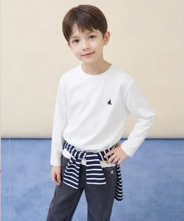 Футболка с длинным рукавом Supima хлопок, Beanpole Kids, айвори