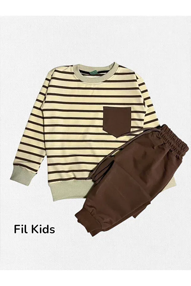 Детский спортивный комплект для мальчиков из хлопка с длинным рукавом Fil Kids, Beige — фото 2