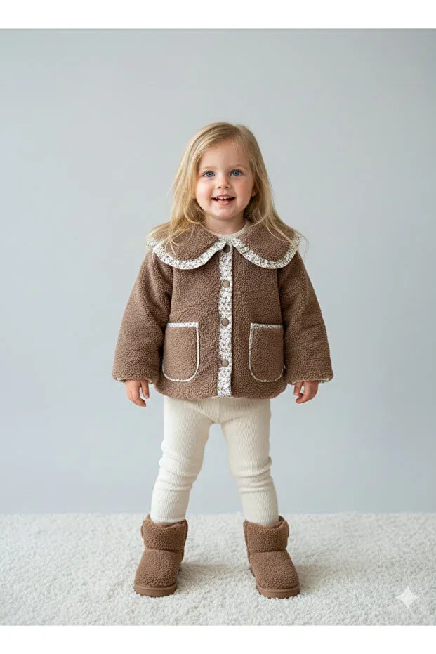 Детское двустороннее зимнее плюшевое пальто Basics Melisam.Msg, Brown — фото 2