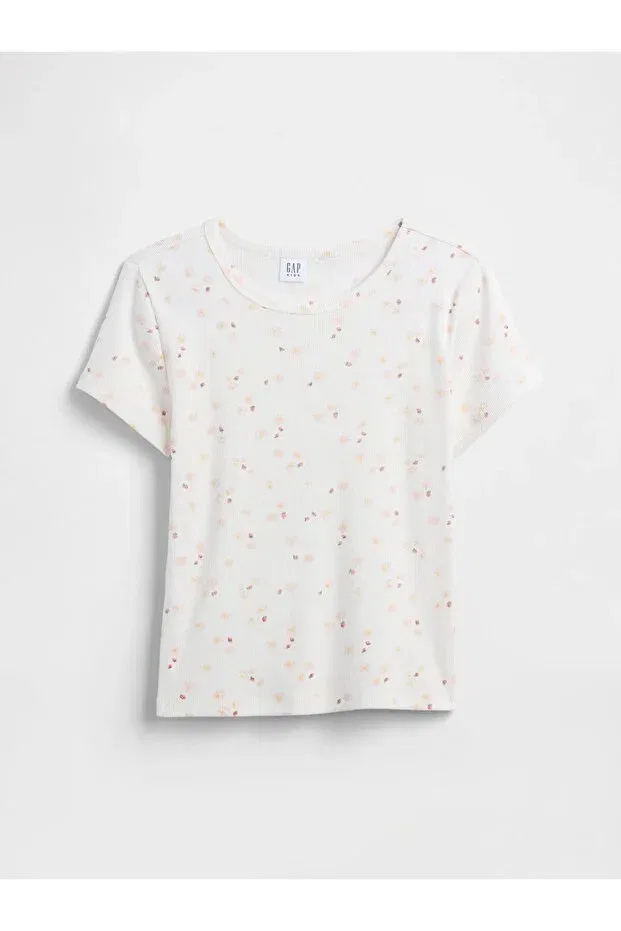Детская футболка для девочек хлопковая V-Sp ss rib tee Gap, White