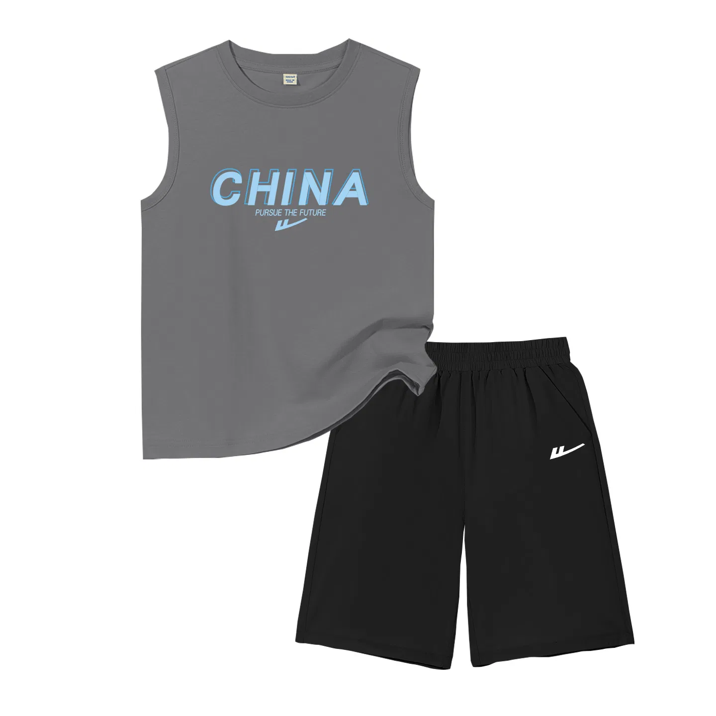 Детский спортивный комплект с принтом Iron Gray/H Blue Letter-Black/H White Logo K WARRIOR