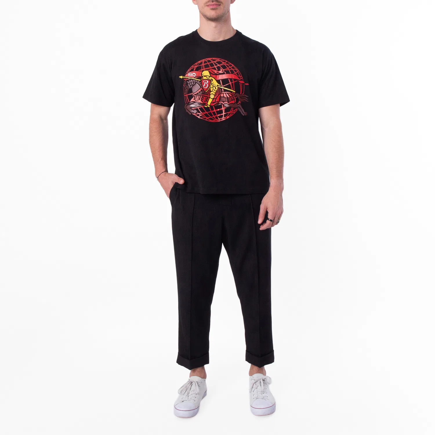 Футболка с графическим принтом Equestrian Knight Graphic Burberry, Black — фото 3