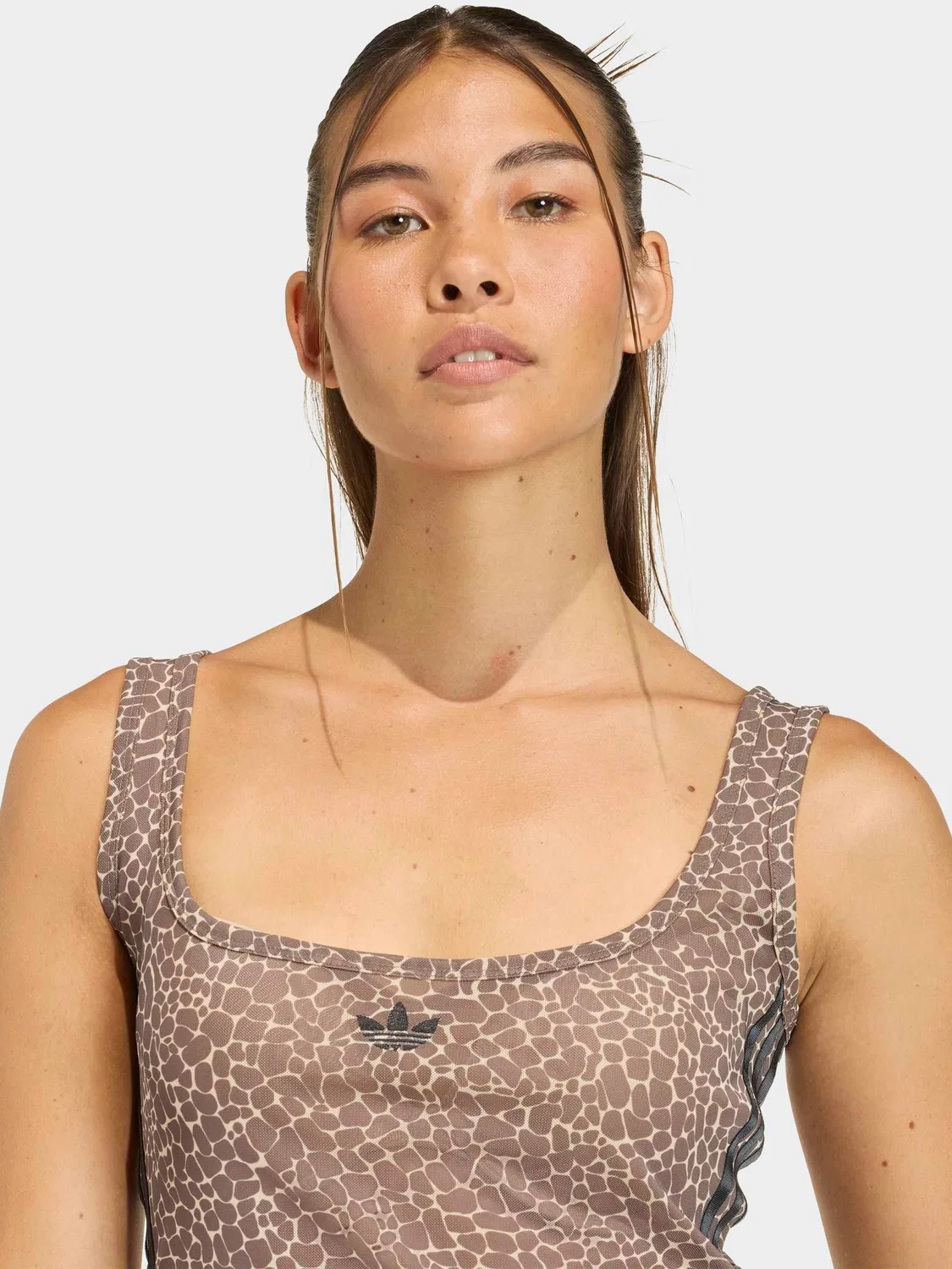 Топ-майка с принтом, Animal Print, adidas Originals, коричневый — фото 4