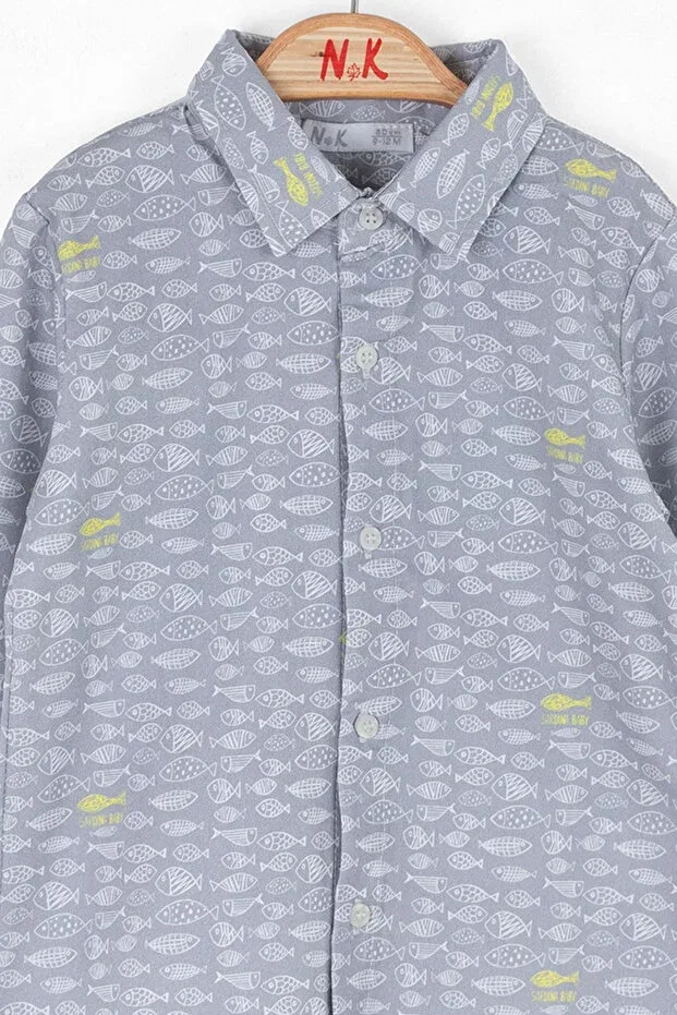 Детская рубашка для мальчиков с длинным рукавом Nk Kids, Gray — фото 2