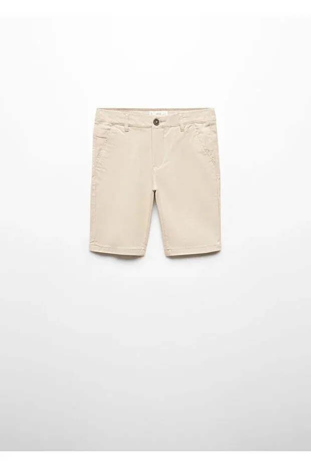 Детские шорты для мальчиков хлопковые Mango Kids, Beige — фото 3