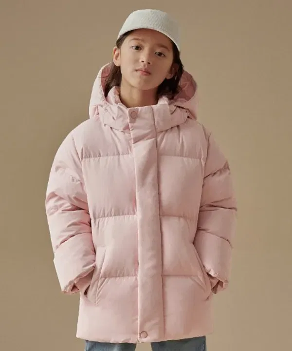 Пуховик капюшонный короткий Musinsa Standard Kids, розовый